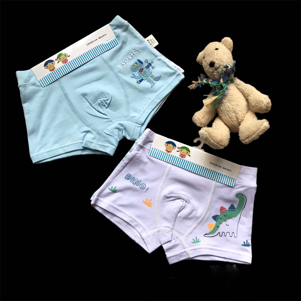 แพค 2 ตัว กางเกงในเด็กผู้ชาย ทรงบ็อกเซ่อร์ Boxer กางเกงในขาสั้น เด็กผู้ชาย รุ่นสีพิมพ์ลาย 2-12 ขวบ 8 ไซส์