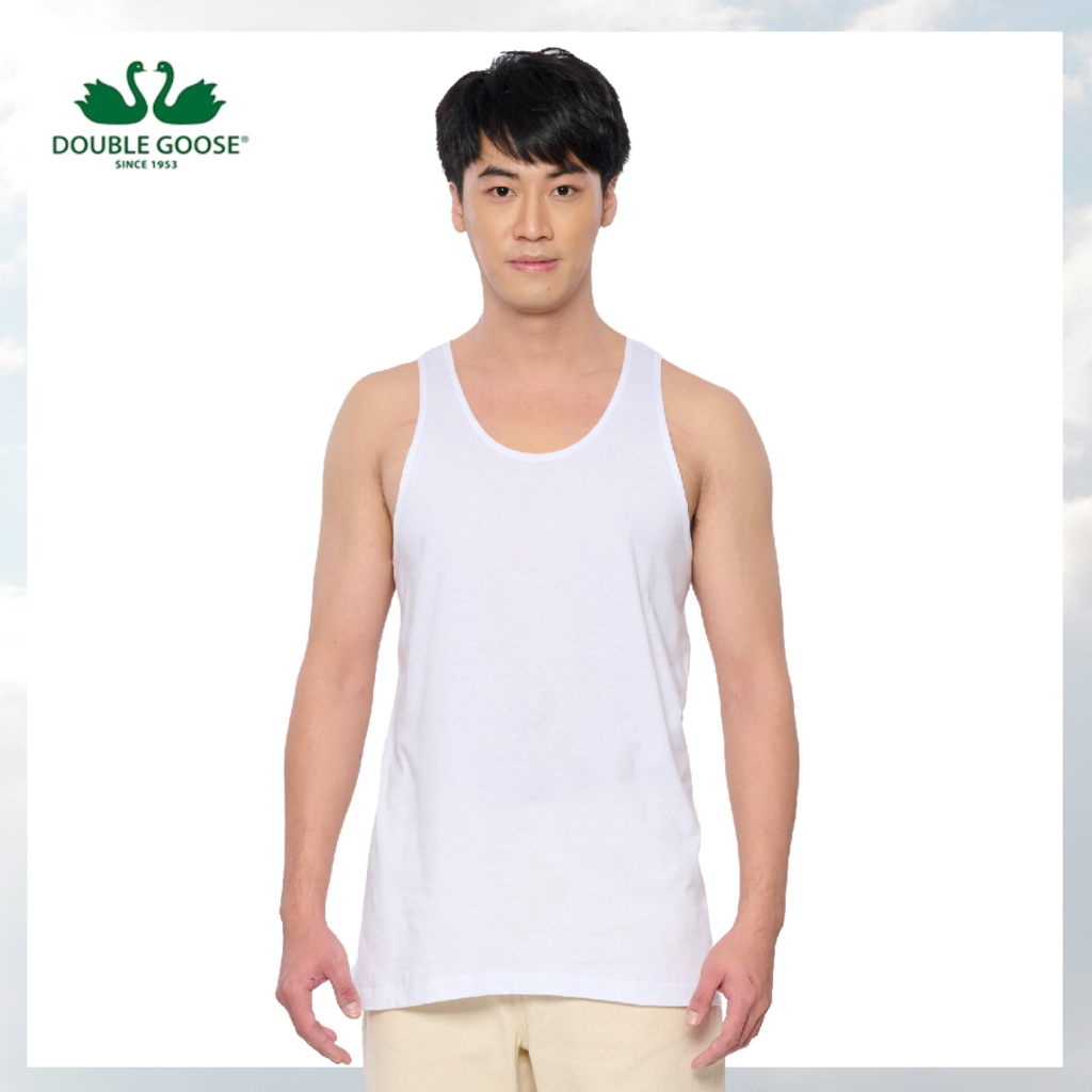ตราห่านคู่ เสื้อกล้าม Relax Fit ไร้ตะเข็บข้าง สีขาว เสื้อซับในผู้ชาบ แบบพอดีตัว