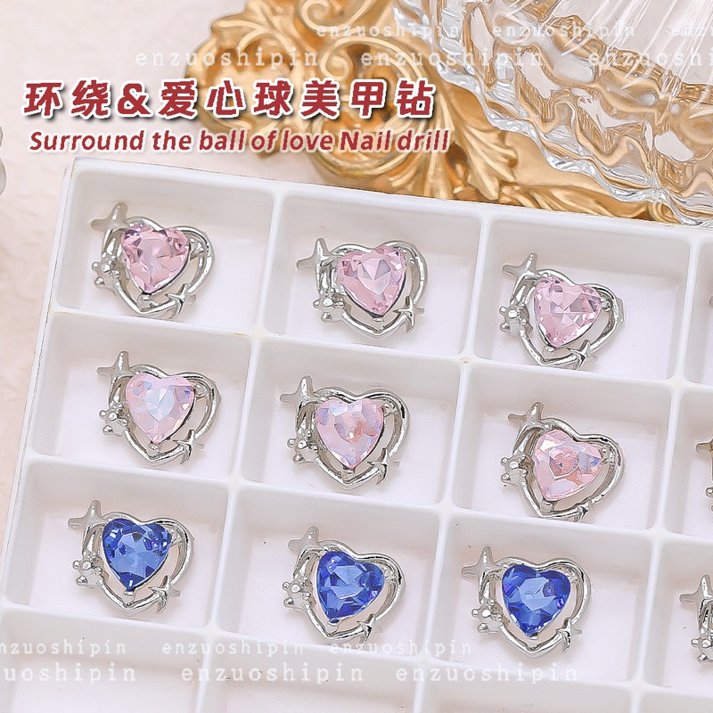 อะไหล่ติดเล็บ P01เพชรหัวใจวิ้งค์ -1 ชิ้น