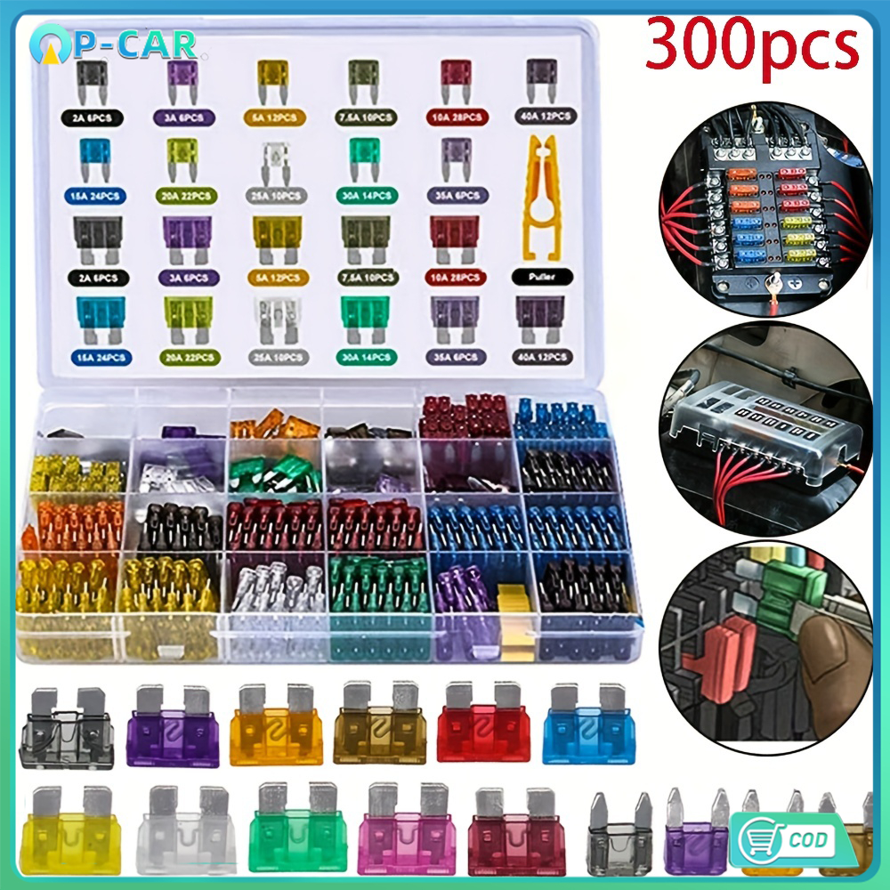 300pcs รถยนต์ยานยนต์ Rv ฟิวส์มาตรฐาน - ชุดฟิวส์ใบมีด ATO อัตโนมัติ (2A 3A 5A 7.5A 10A 15A 20A 25A 30A 35A) ฟิวส์รถยนต์