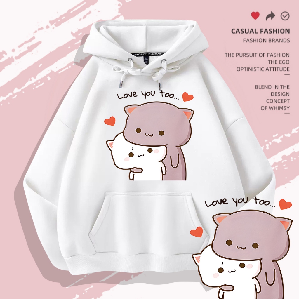 L574 เสื้อฮู้ดแขนยาวใส่ได้ทั้งชายและหญิง ผ้าโพลีเอสเตอร์ใส่สบาย เสื้อแฟชั่นลายน่ารัก