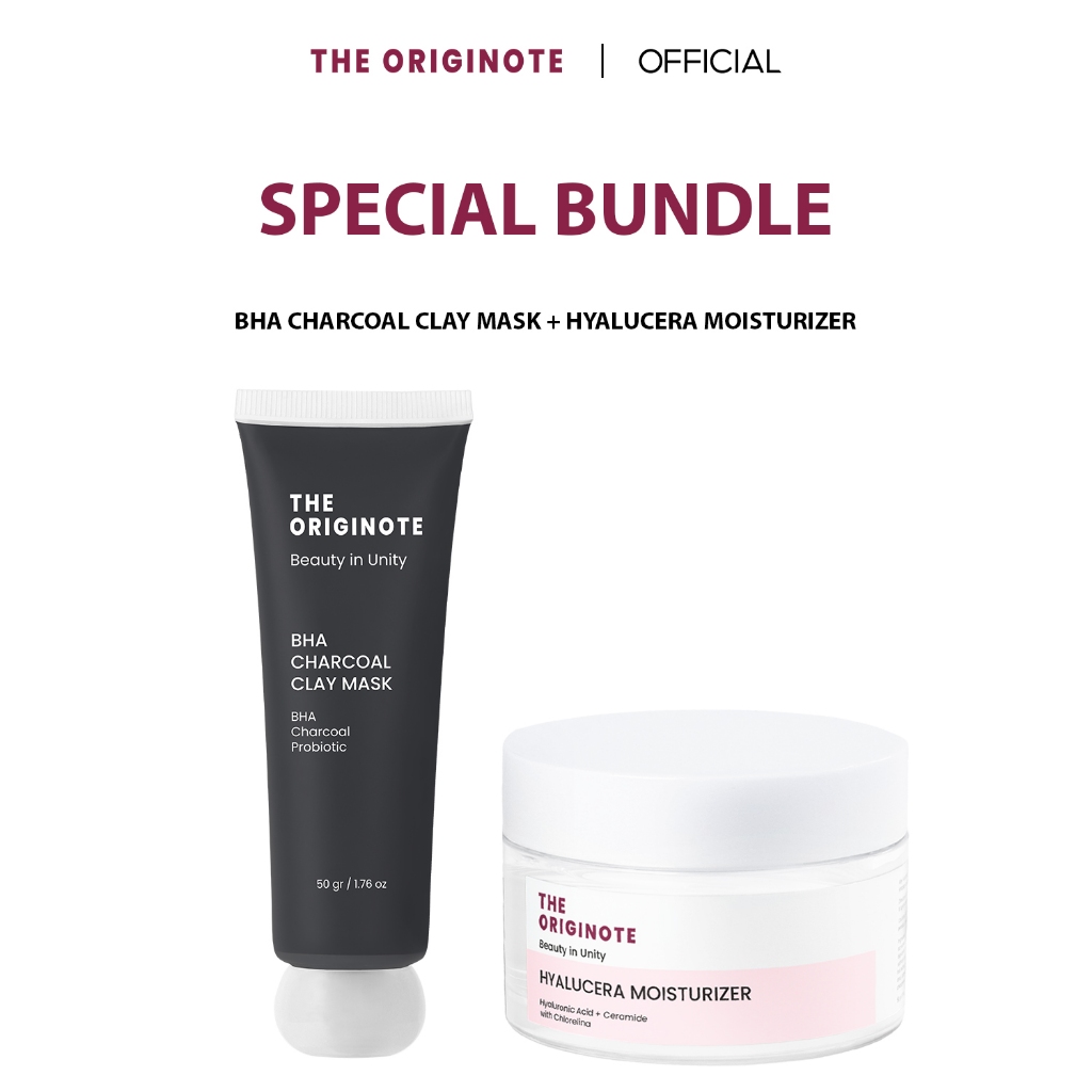 【เซตคู่ผิวใสชุ่มชื้น】The Originote มาส์กโคลนชาร์โคล BHA + มอยซ์เจอร์ไรเซอร์