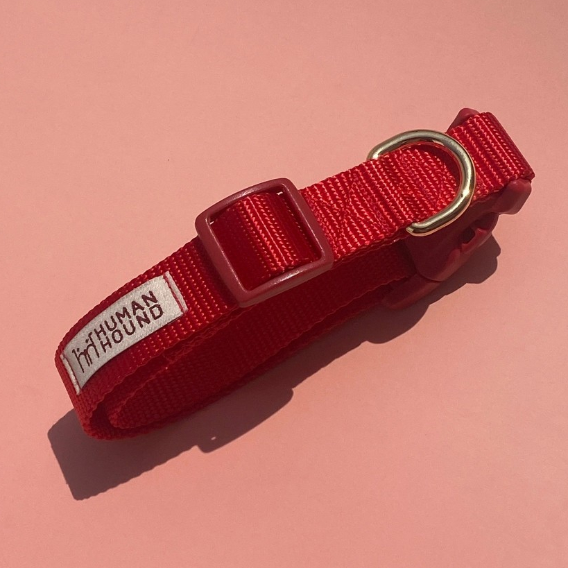 ปลอกคอสุนัข Human and  Hound  รุ่น Quick Snap Collar! - Super Red