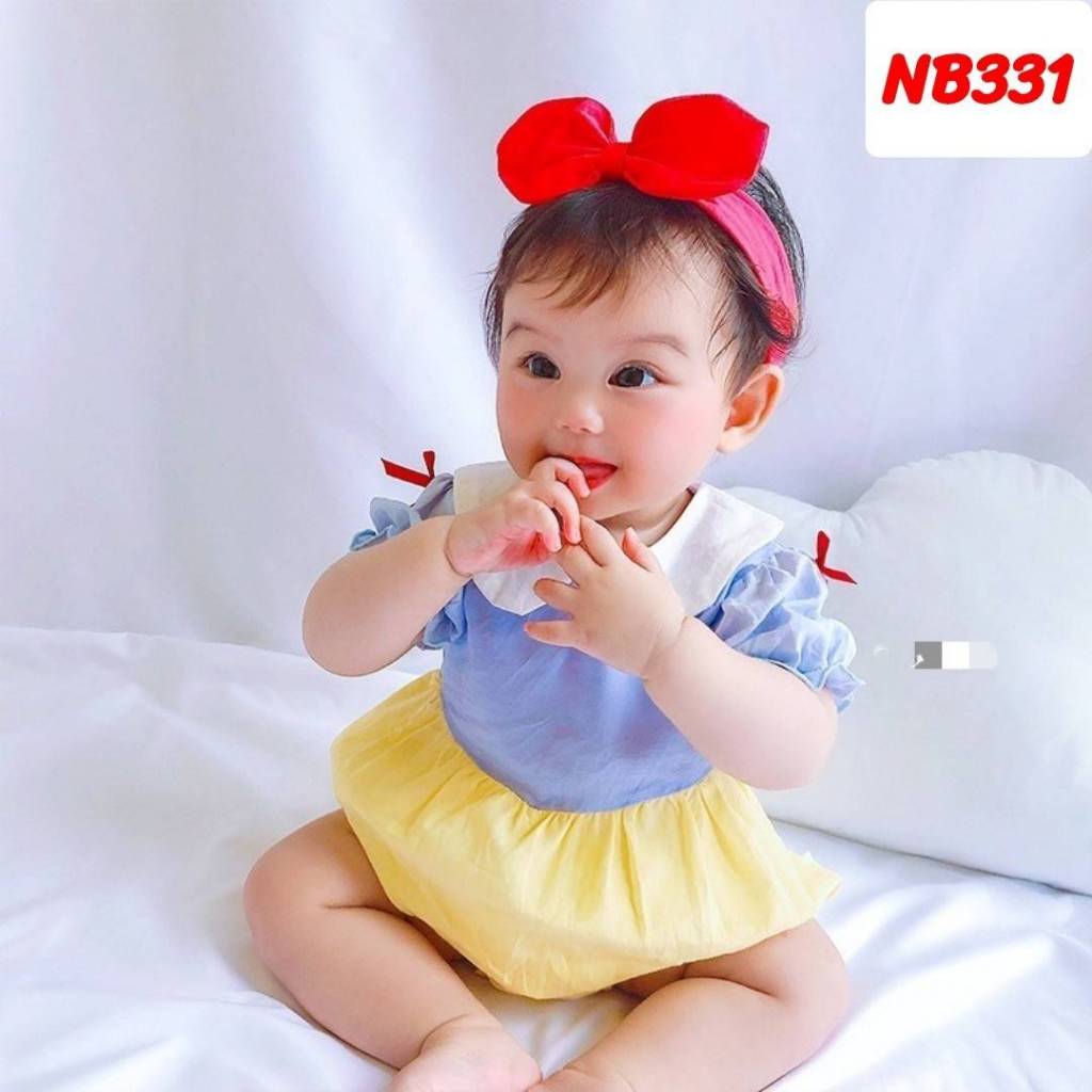 [พร้อมส่ง ] ชุดเด็กเเรกเกิดสีฟ้าเหลืองมีโบว์คาดผม