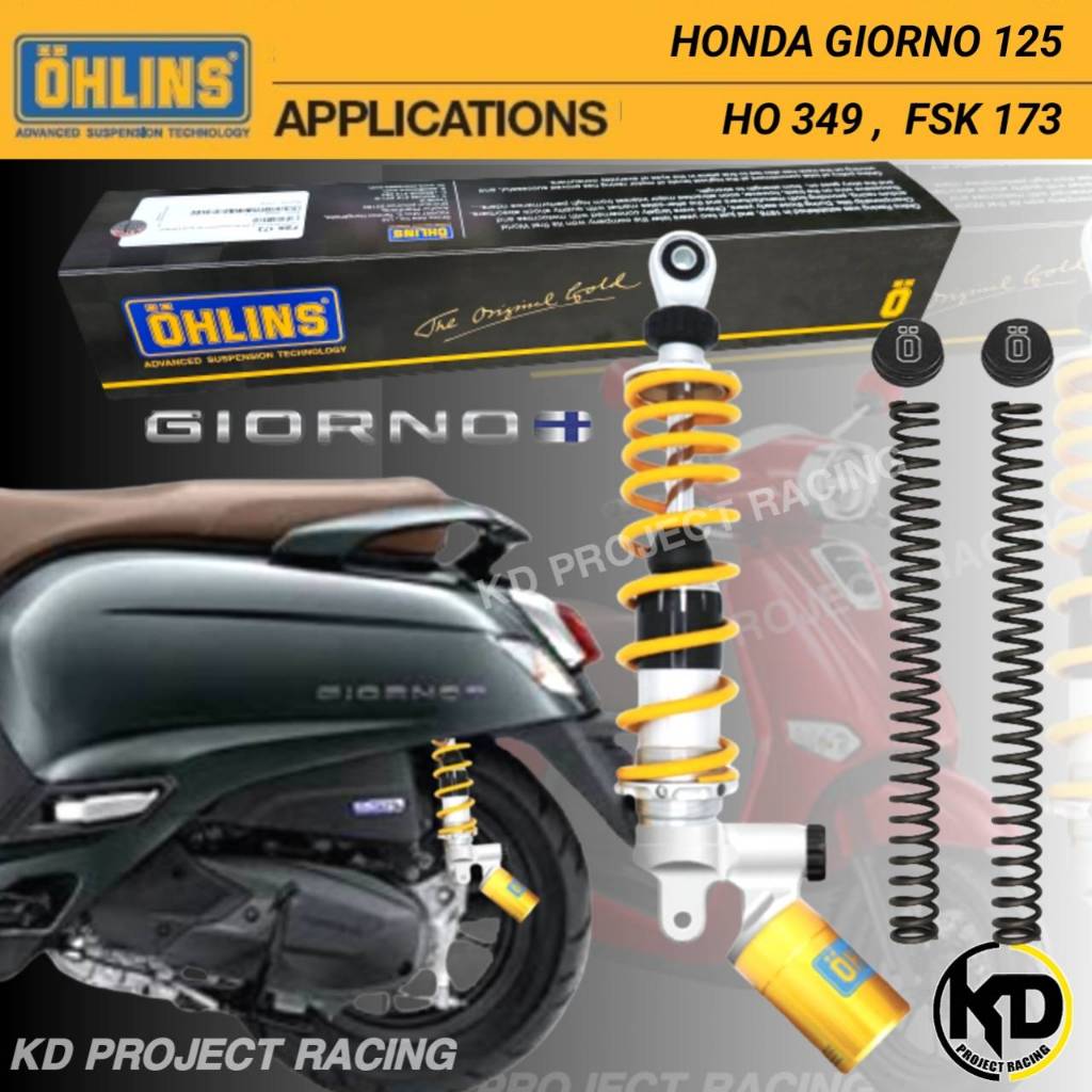 [ โค้ด 25DD150 ส่วนลด 25% ] โช๊คหลัง OHLINS HO349 & สปิงโช๊คหน้า FSK173 Honda GIORNO+ 2023-24