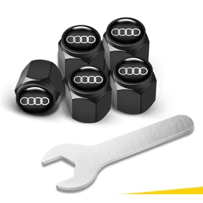 FORYOUCARออดี้กปิดลมยาง จุกลมรถยนต์Audi 1 ชุด (5 อัน) - Car Tire Valve Capsประกอบด้วยเครื่องมือ