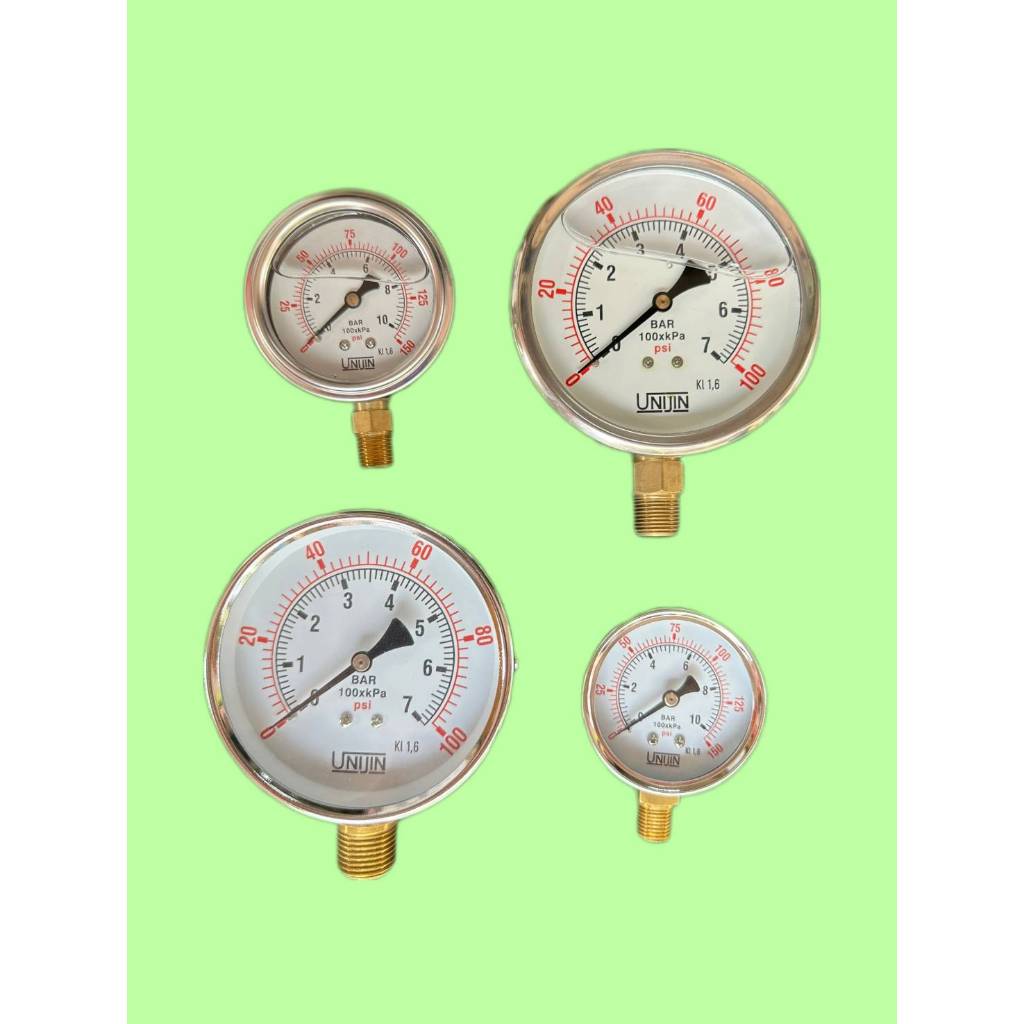 เกจวัดแรงดัน Pressure gauge หน้าปัด2 1/2" และ 4"  SUS เกลียวออกล่างทองเหลือง แบบแห้ง แบบมีน้ำมัน
