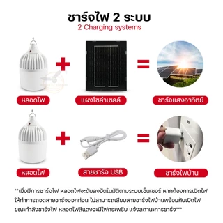 HLX หลอดไฟโซล่าเซลล์ แสงขาว/ส้ม/แดง LED Solar ไฟโซล่าเซลล์ หลอดตุ้ม ไล่ยุง พลังงานแสงอาทิตย์