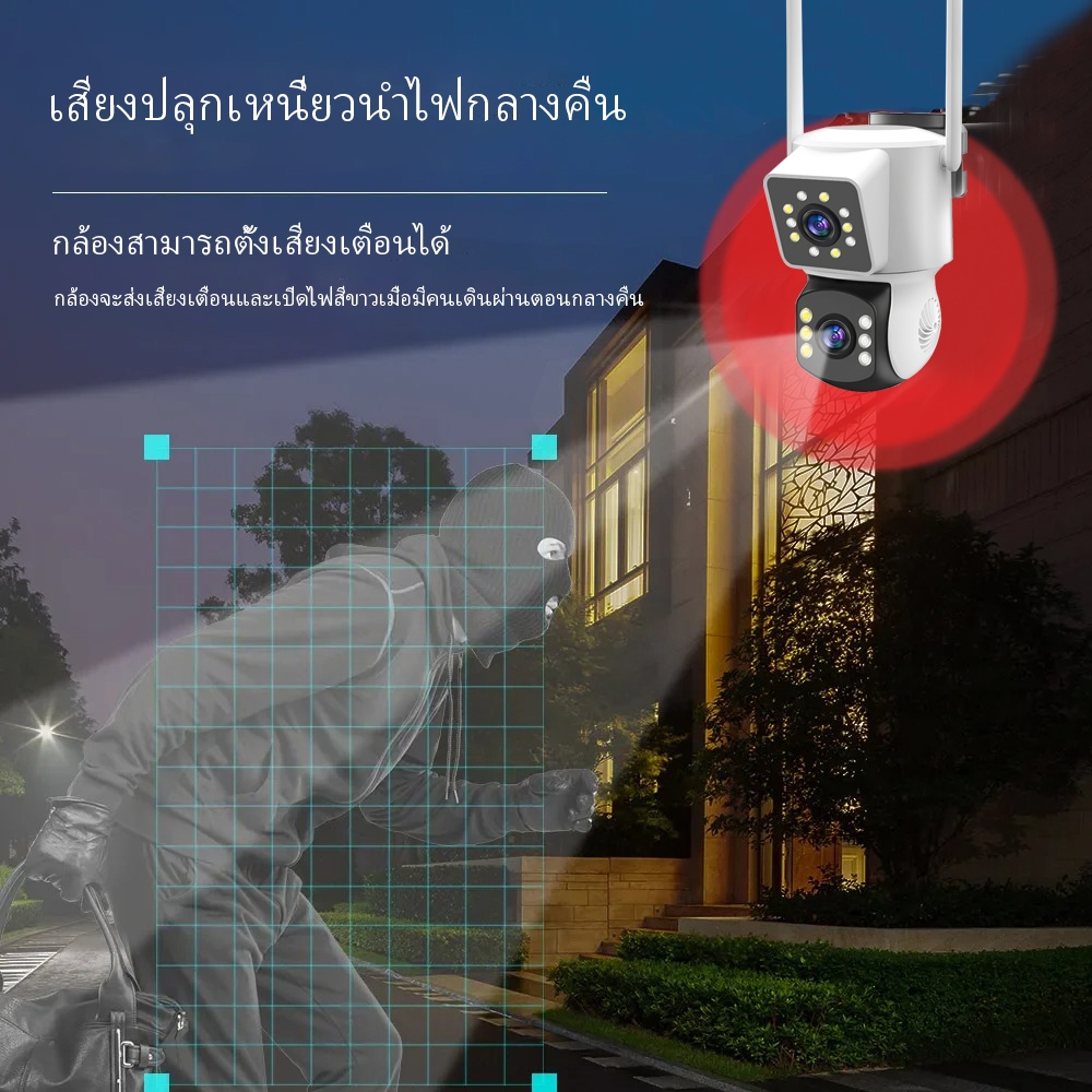 เลนส์คู่กล้องวงจรปิด WIFI, กล้องวงจรปิดไร้สายกลางแจ้งสามารถดูหน้าจอคู่, FHD 5MP,icma365.a3s PM1
