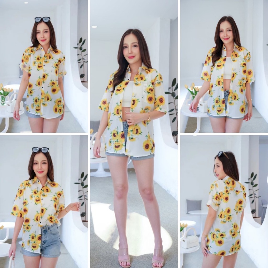 เสื้อฮาวาย งานพิมพ์ ลวดลายสวยงาม สีสันสดใส เสื้อคอปก แขนสั้น กระดุมหน้า เชิ้ตชาย แฟชั่นสไตล์เกาหลี