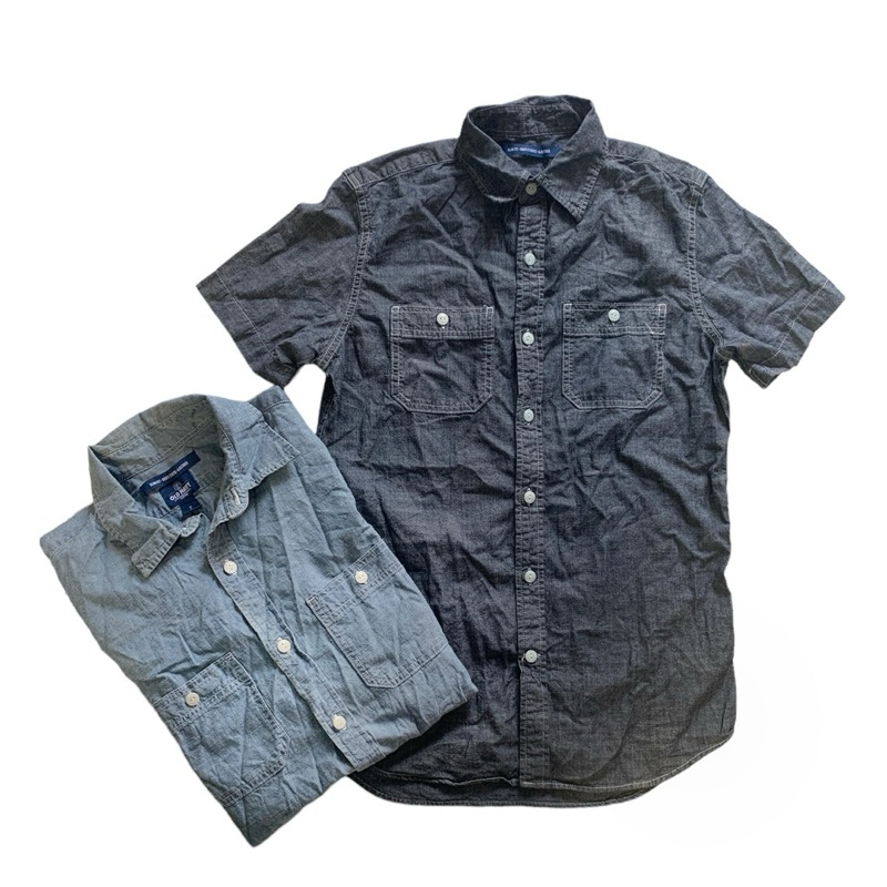 Old Navy เสื้อเชิ้ตยีนส์ Chambray แชมเบรย์ แขนสั้น