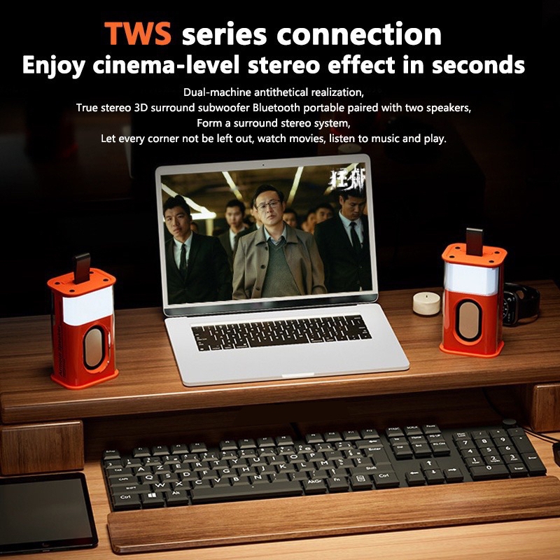 🔥ลำโพงบลูทูธ5.3 ลำโพงขนาดเล็ก ​5W เสียง3D Wireless Bluetooth Speaker เบสหนัก ลำโพงแบบพกพา สองเครื่อง ​TWS เชื่อมต่อกันจั