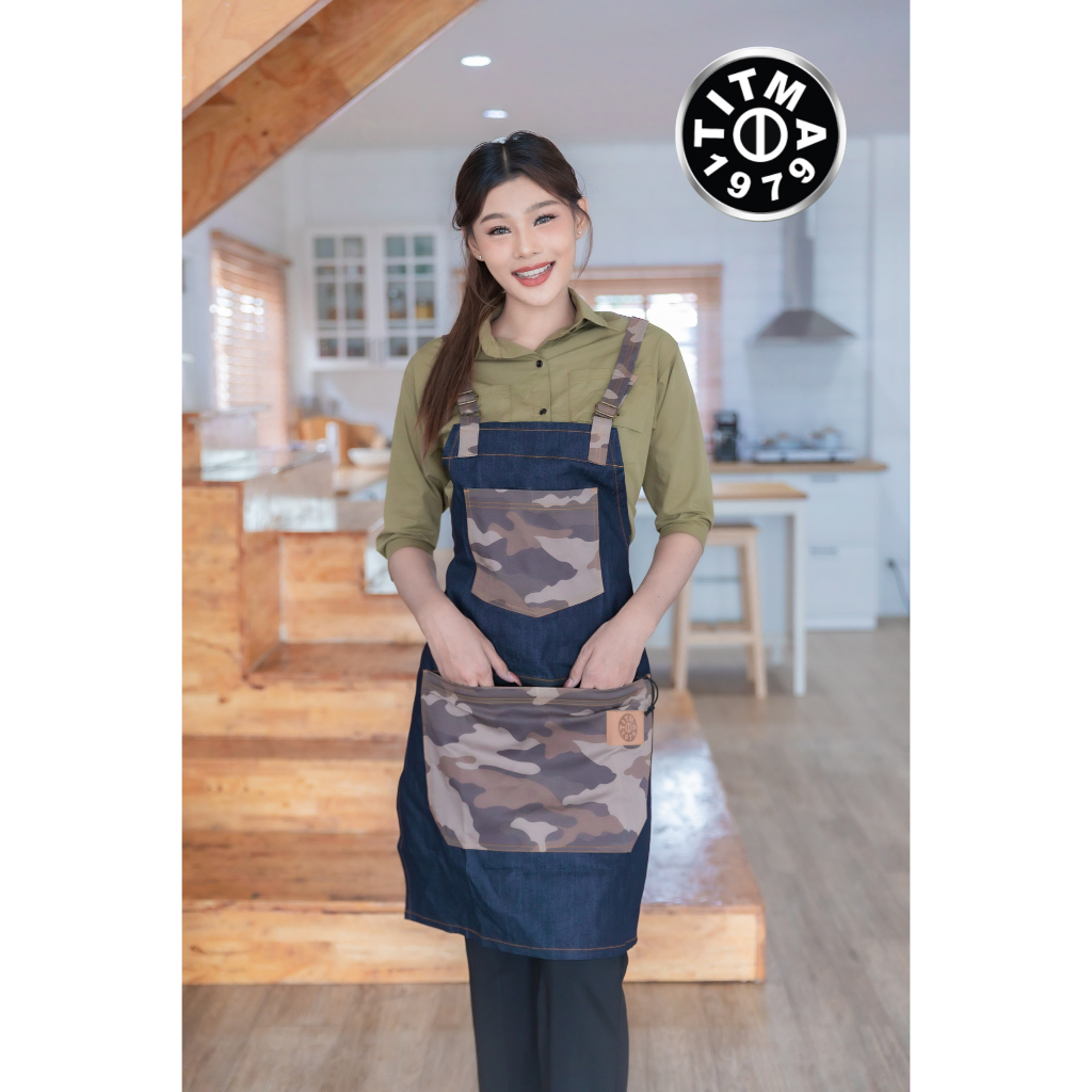 ผ้ากันเปื้อนมีซิป ลายพราง Camo สาย H พาดบ่า ไม่ปวดคอ น้ำหนักเบา สายปรับได้ Unisex ฟรีไซส์ สินค้าพร้อมจัดส่งงานไทย ราคา ถูกที่สุด ดีลบีเคเค แกลเลอรีภาพที่ 4