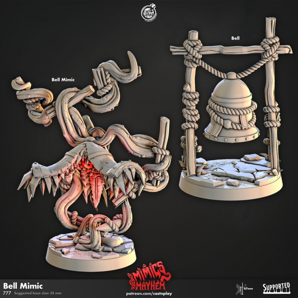 Bell Mimic - Mimics Mayhem - Monstrosity Mimic / 32mm scale 3D printed miniature CNP