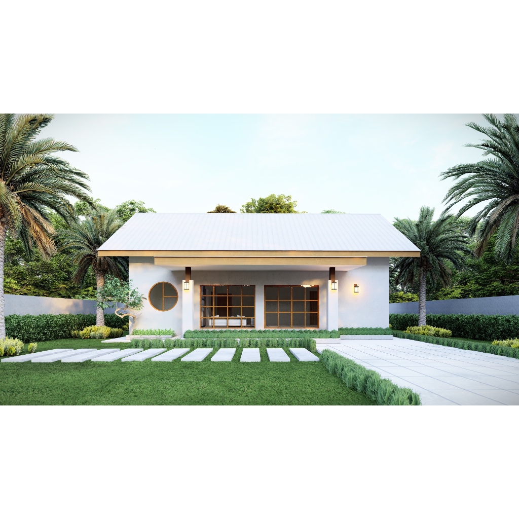 A001#แบบบ้านชั้นเดียว# พื้นที่ใช้สอย 53 ตารางเมตร