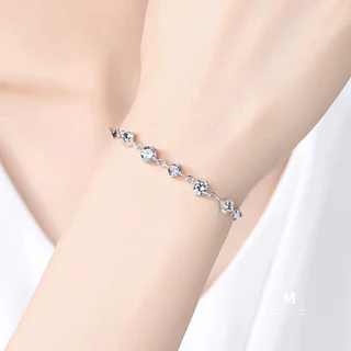 MEET💕กำไลเงิน Crystal Love กำไลเงินแท้ สร้อยข้อมือปรับได้ กำไลเพชร กำไลแฟชั่น ข้อมือเงิน ข้อมือเพชร