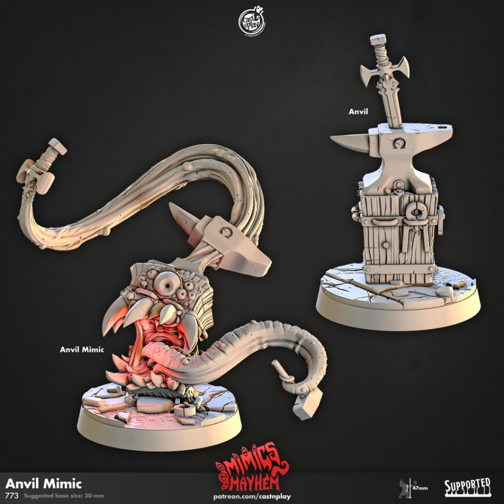 Anvil Mimic - Mimics Mayhem - Monstrosity Mimic / 32mm scale 3D printed miniature CNP