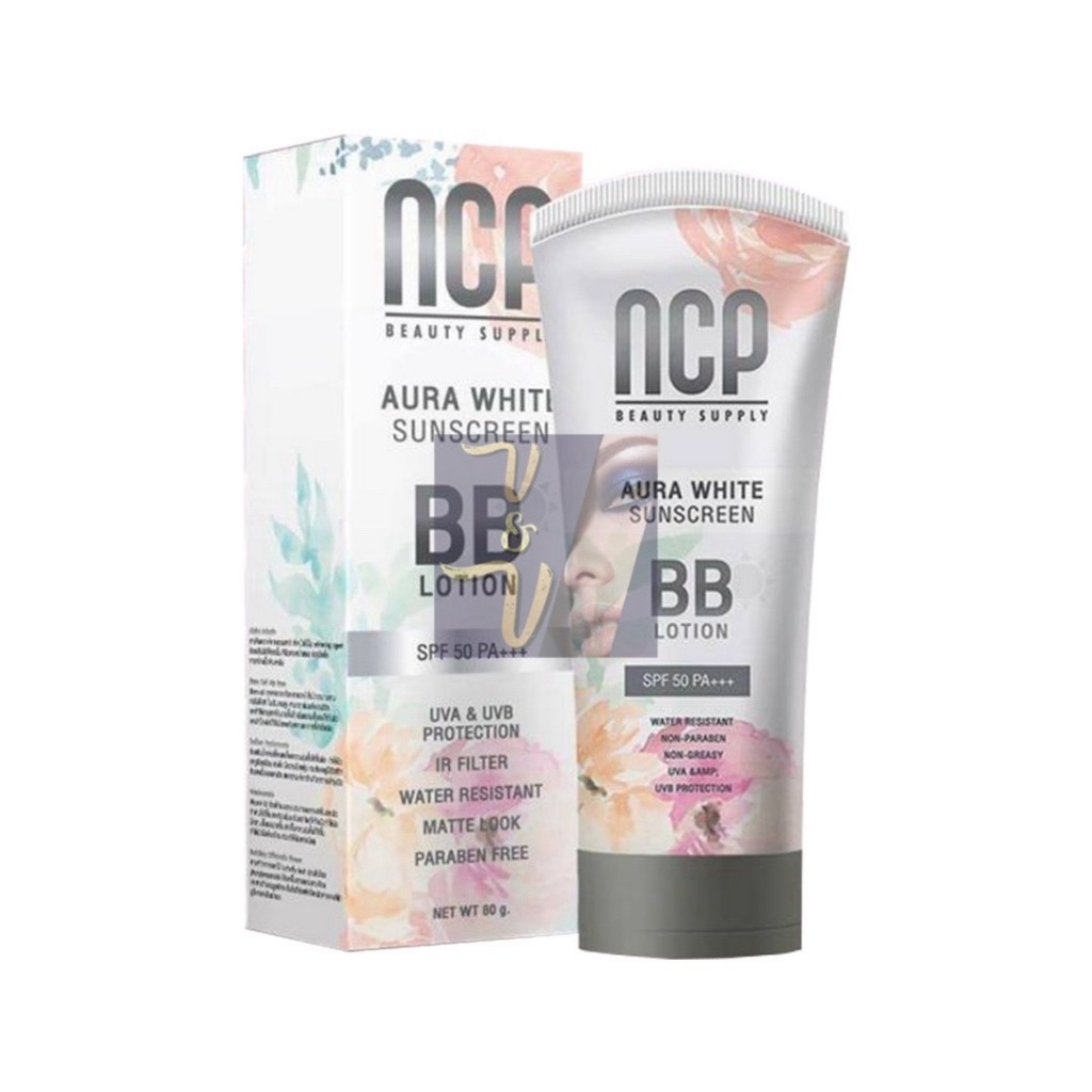 (80g.) NCP Aura White Sunscreen BB Lotion SPF50 เอ็นซีพี บีบี โลชั่น