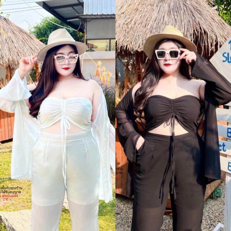 สาวอวบ เสื้อคลุมสาวอวบ เฉพาะเสื้อคลุม ผ้าชีฟอง รุ่นตัวยาว แขนยาว อก 38 40 42 44 46 48 50