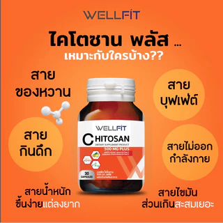 [30 Capsule] WELLFIT CHITOSAN 500 mg PLUS เวลฟิต ไคโตซาน 500 มก. พลัส