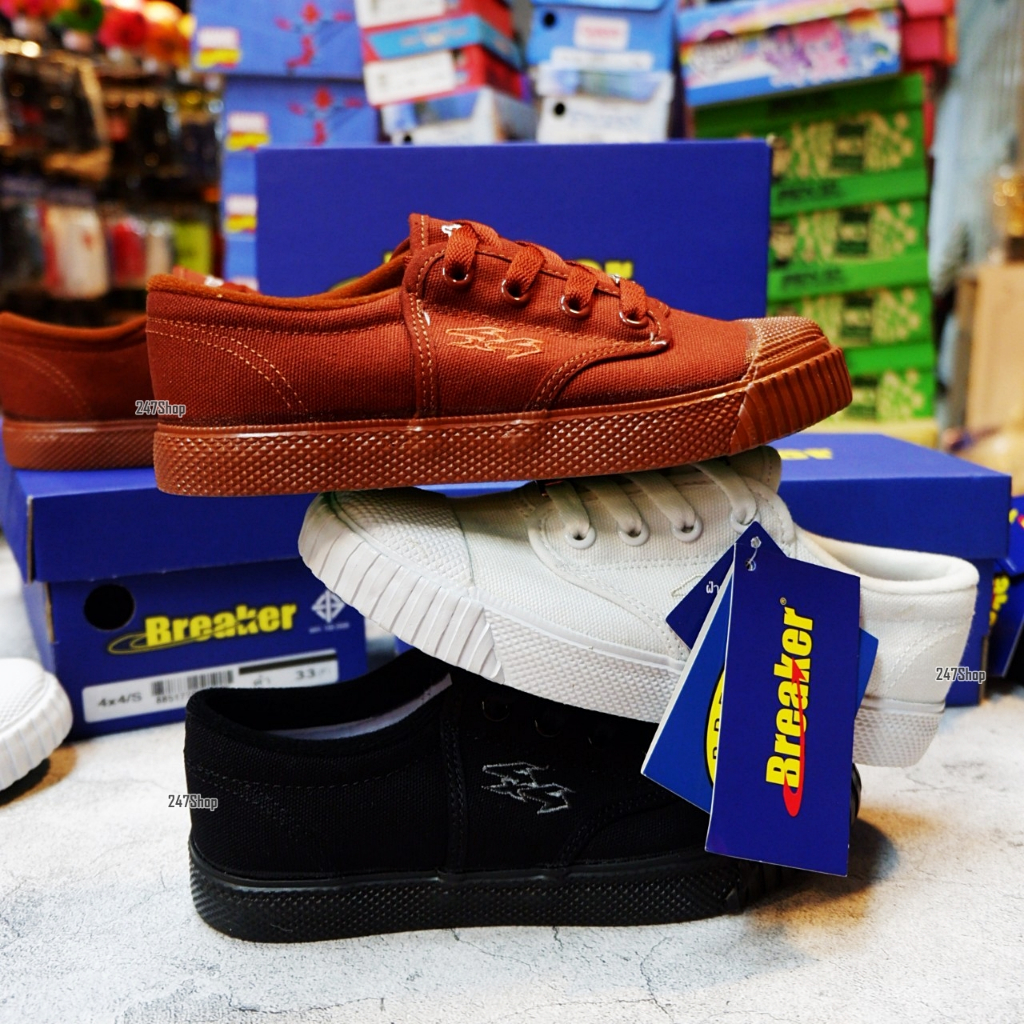 สินค้าพร้อมส่ง รองเท้านักเรียน ผ้าใบ Breaker รหัส 4x4