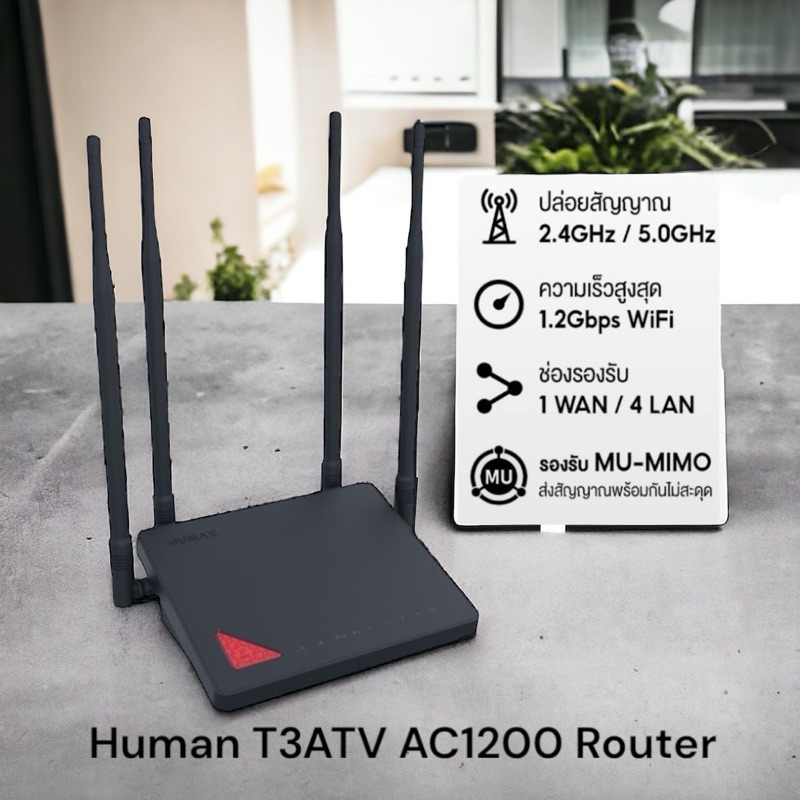 พร้อมส่ง ❗️สินค้าของใหม่มือ1✨ Humax Quantum T3ATV2 AC1200 Wi-Fi Dual Band Gigabit Router | Quantum T