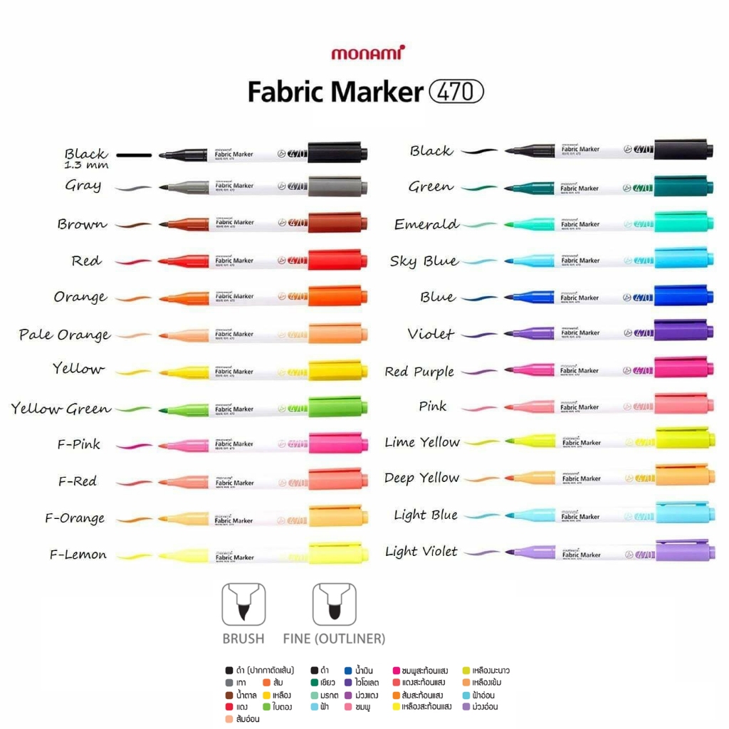 ปากกาเพ้นท์ มาร์คเกอร์ ปากกาเขียนผ้า ชนิดติดถาวร ซักไม่ออก Monami Fabric Marker 470