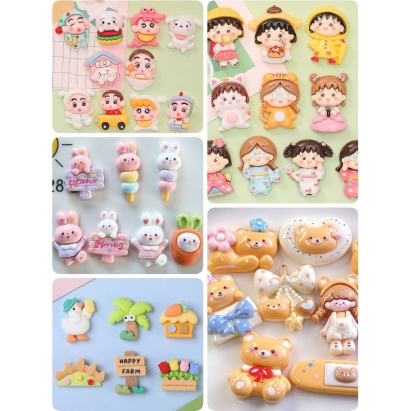 เรซิ่นรวมแบบ (คละ10 ชิ้น) ลายน่ารักๆ (เรซิ่นเปล่าไม่แถมตัวติด) 3D  ตกแต่งงาน DIY งานฝีมืออื่นๆ F002