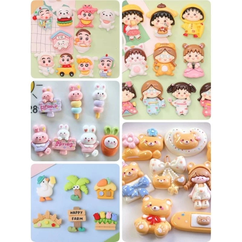เรซิ่นรวมแบบ (คละ10 ชิ้น) ลายน่ารักๆ (เรซิ่นเปล่าไม่แถมตัวติด) 3D ตกแต่งงาน DIY งานฝีมืออื่นๆ F002