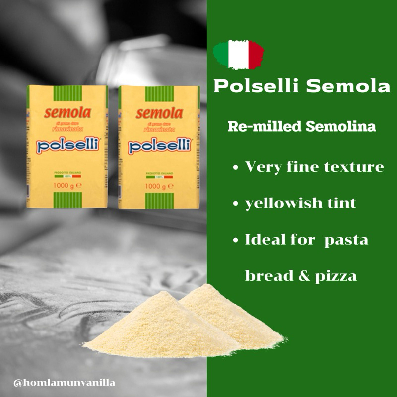 แป้งเซโมลา Polselli SEMOLA (แป้งเซโมลิน่า semolina flour) Package 1 kg.