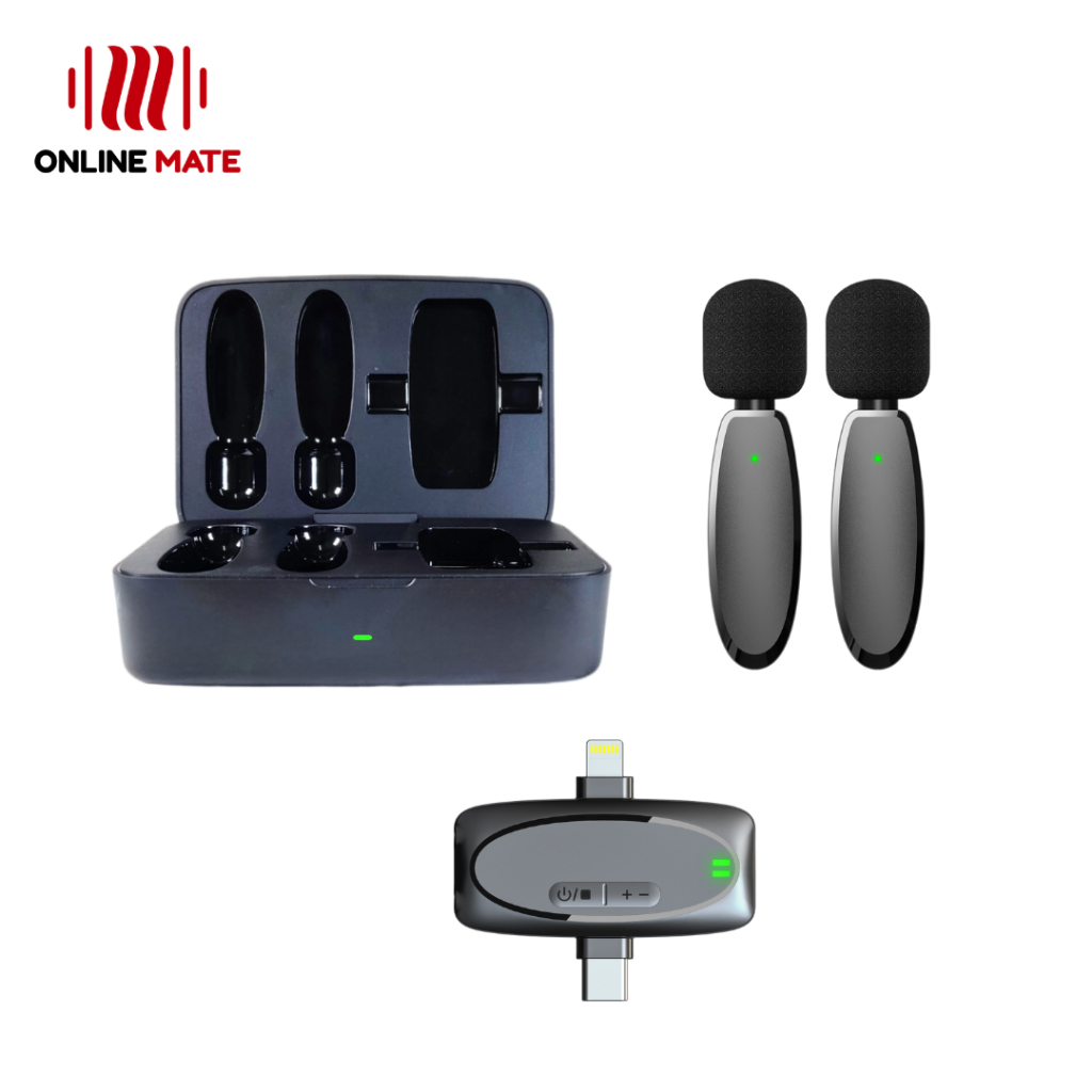 ไมค์ไร้สาย 3in1 พร้อมกล่องชาร์จ ไมค์ไลฟ์สด ไมค์คู่ เสียงชัด ตัดเสียงรบกวน - OnlineMate [รุ่นใหม่]