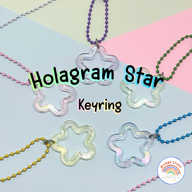 พวงกุญแจจี้ห้อยรูปดาว (Hologram Star) รุ่นโฮโลแกรม วิ๊บแว๊บๆ รบกวนไม่สั่ง 1 ชิ้นน้าา คละสินค้าอื่นได้ค่ะ