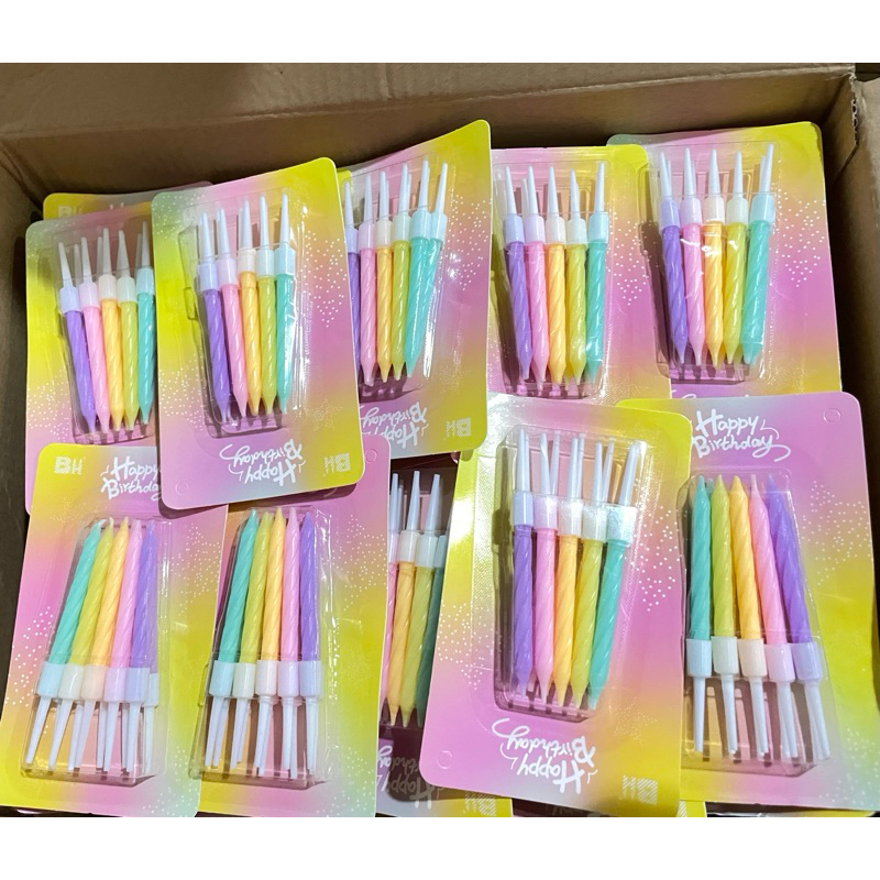เทียนพาสเทล เทียนสั้น ยกกล่อง พร้อมส่ง