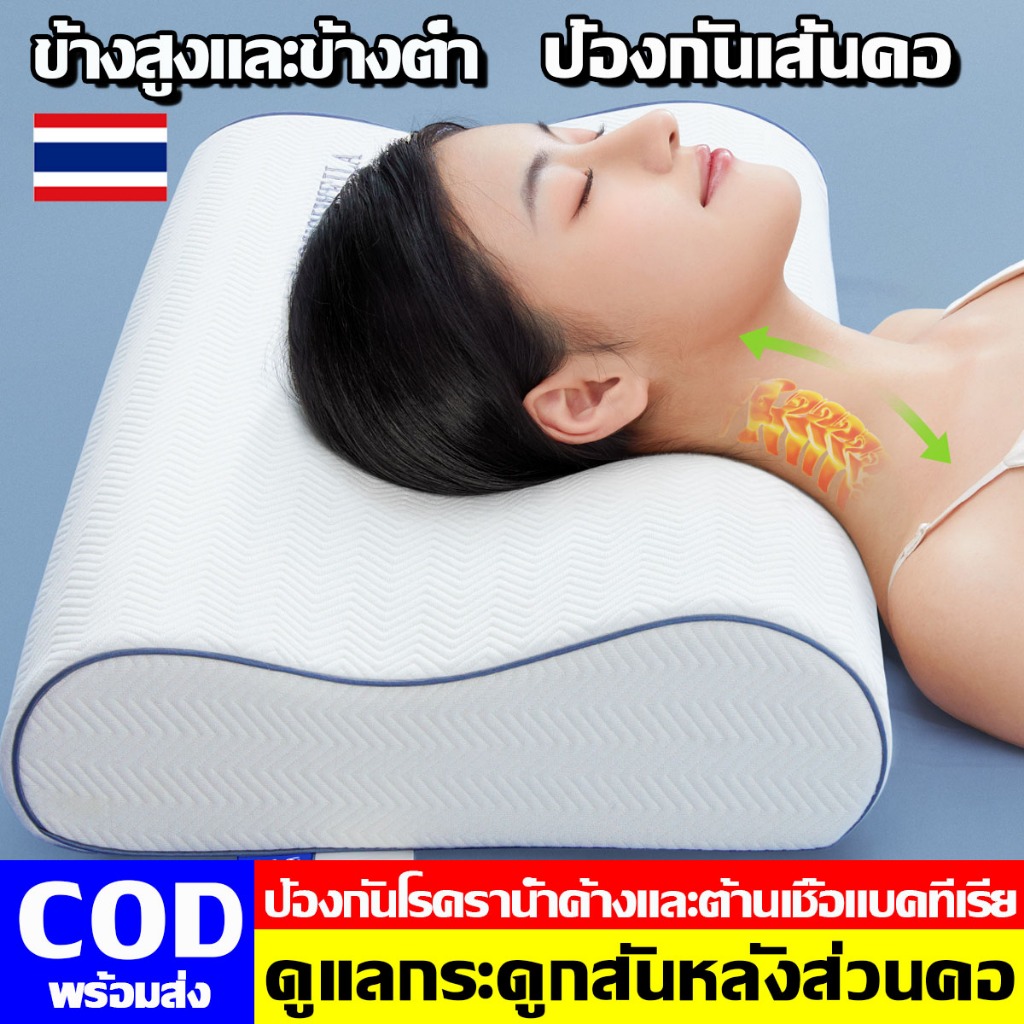 ซื้อ 1 แถม 1 หมอน หมอนยางพาราแท้ ลดกรน แก้ปวดคอ จัดระเบียบกระดูกสันหลัง กันไรฝุ่น พร้อม หมอนสุขภาพ หมอนรองคอ หมอนยางพารา