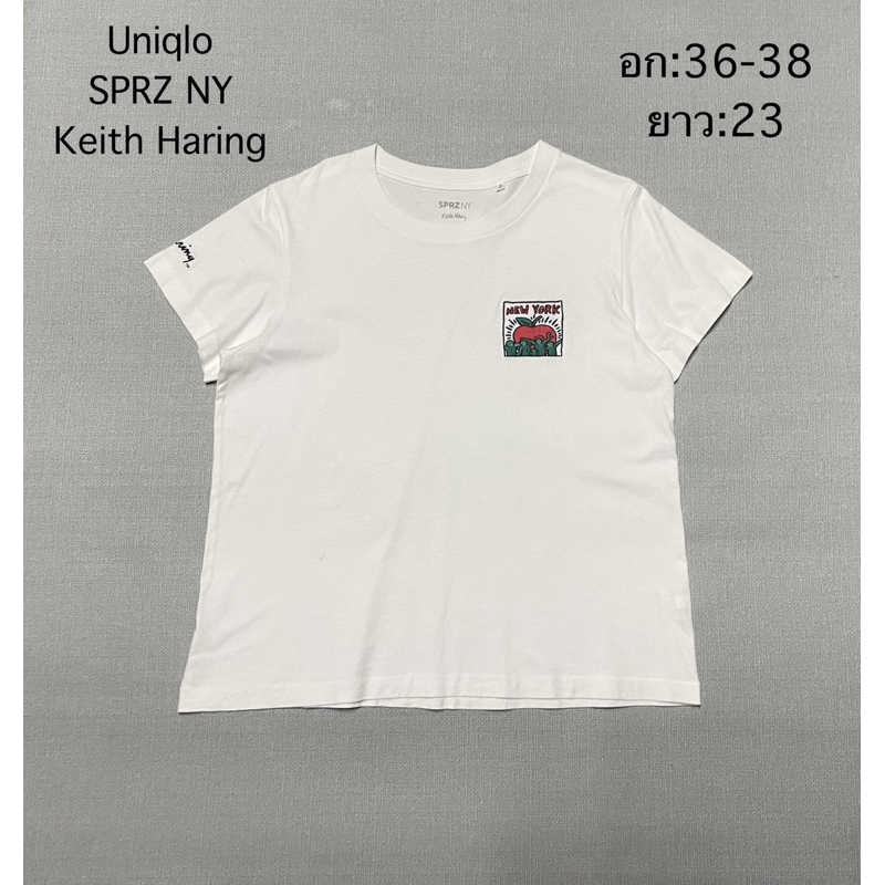 Uniqlo SPRZ NY Keith Haring ยูนิโคล่ เสื้อยืดสีขาว คอลเลคชั่น Keith Haring ปักลายอกซ้าย มือสองของแท้สภาพดี
