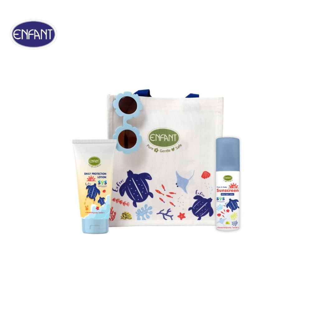 ENFANT (อองฟองต์) Protect Save Turtle Set ผลิตภัณฑ์ดูแลผิวกายสำหรับเด็ก 6เดือนขึ้้นไป 1เซ็ต/4ไอเทม