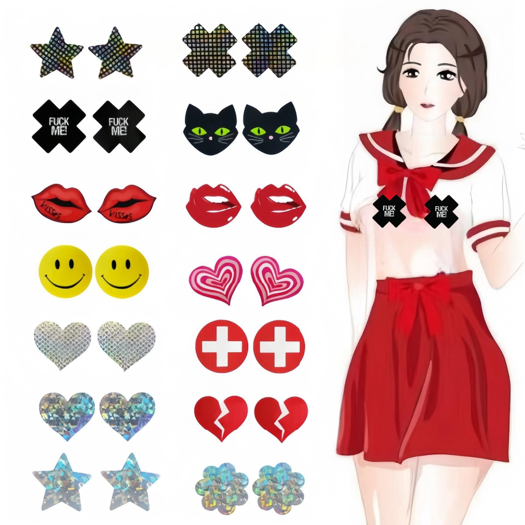 ขายส่ง😈สติ๊กเกอร์แปะจุกนม แฟนซี หลากหลายสไตล์ หล่อ มีหลายสีให้เลือก เว็กซี่ การ์ตูน ริมฝีปาก รูปหัวใจ🚚ส่งไวจากไทย1-2วัน