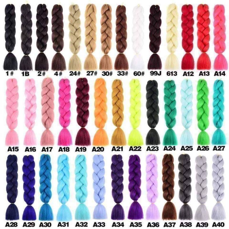 PPSHOP🔥แฮร์พีช ผมเปีย ไหมถักผม สีล้วน 40 เฉดสี (ลิ้ง2) ไหมถักเปีย ยาว 60cm 100g++ (พร้อมส่ง)