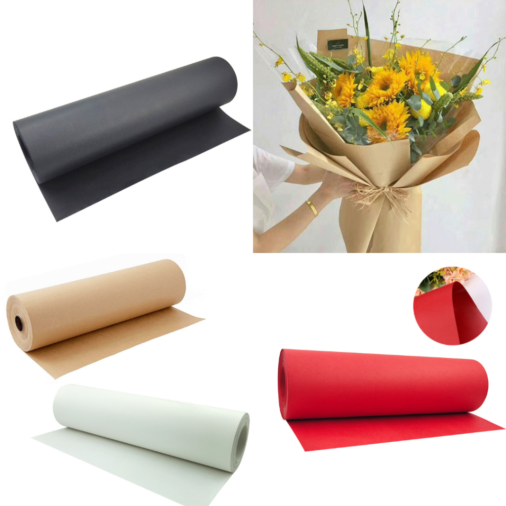 กระดาษอเนกประสงค์ กระดาษคราฟ ยาว 30 เมตร / กว้าง 30 เซนติเมตร มี 4 สี ขาว ดำ น้ำตาล แดง กระดาษห่อของ