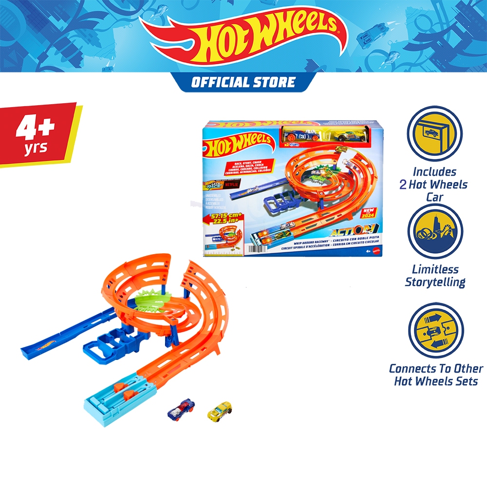Hot Wheels Whip Around Raceway ชุดรางฮอตวีลส์สนามแข่งวนปะทะ และรถฮอตวีลส์ 2 คัน HTK17 VN