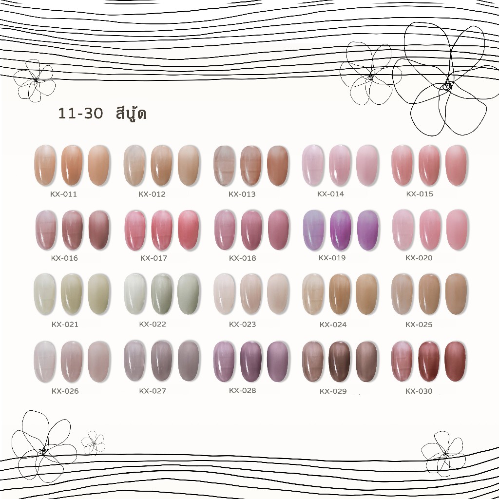 Kale Plus สีเจลนู้ด สีไซรัปเจล KL011-044สี ติดทนนาน สีสวย เงา ไม่เป็นอันตราย สีพื้น ยาทาเล็บเจล สีทา