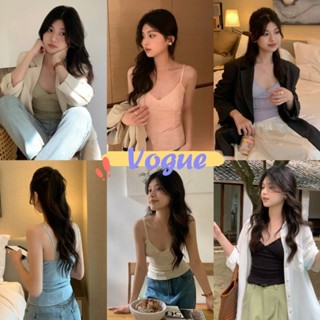 Vogue🌟พร้อมส่ง🌟เสื้อครอปสายเดี่ยว มีฟองน้ำ ผ้าพริ้ว ใส่สบาย …