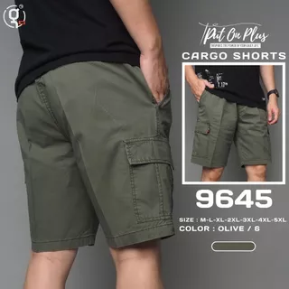 GOODWIN - 9645 CARGO SHORTS กางเกงขาสั้น ผู้ชาย เอวยืด คาร์โก้ ผ้าคอตต้อน สีพื้น