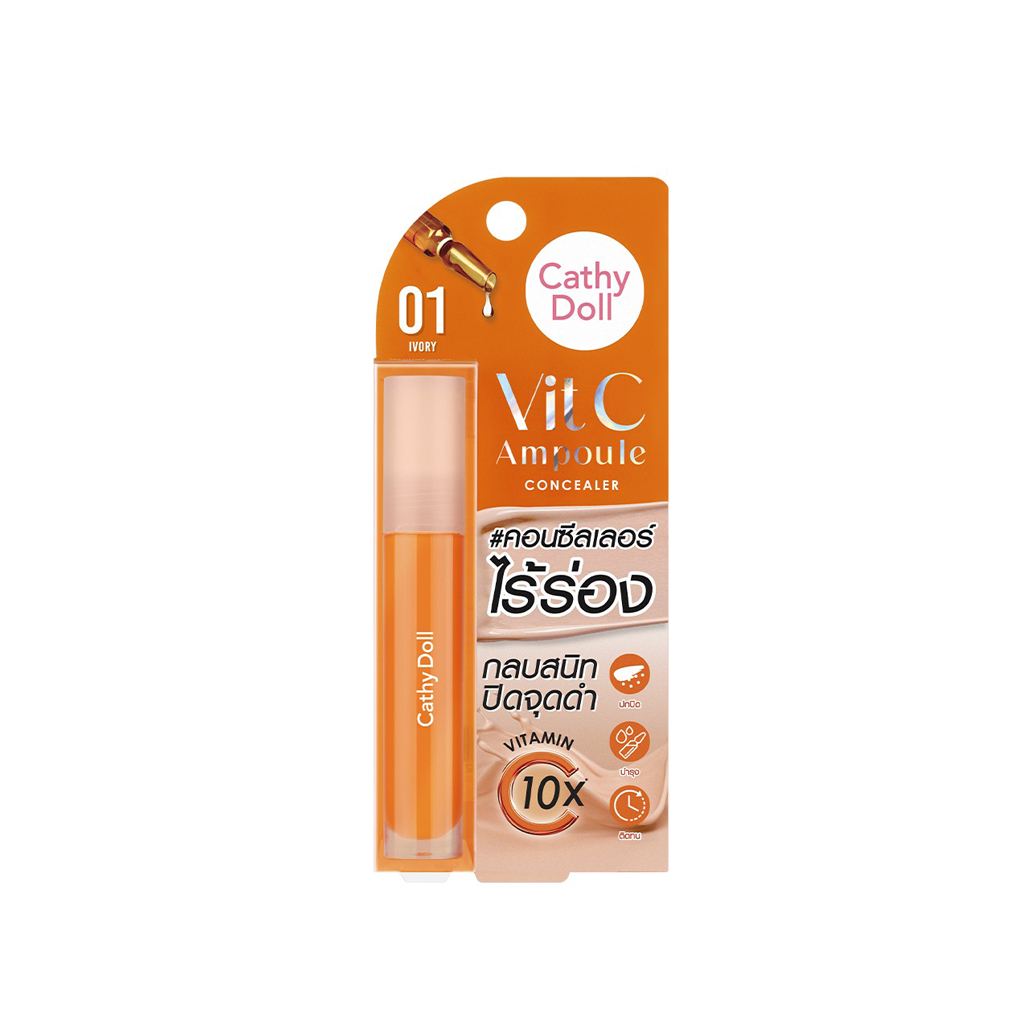 Cathy Doll Vit C Ampoule Concealer 4.1g วิตซี แอมพูล คอนซีลเลอร์ คอนซีลเลอร์ ไร้ร่อง กลบสนิทปิดจุดด่