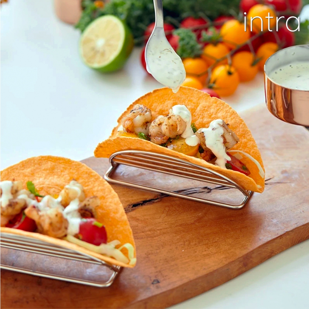 ที่วางทาโก้ (Taco Holder) สำหรับเสิร์ฟอาหาร แบบตะแกรงแนวยาว วัสดุทำจากสแตนเลสเกรด 304