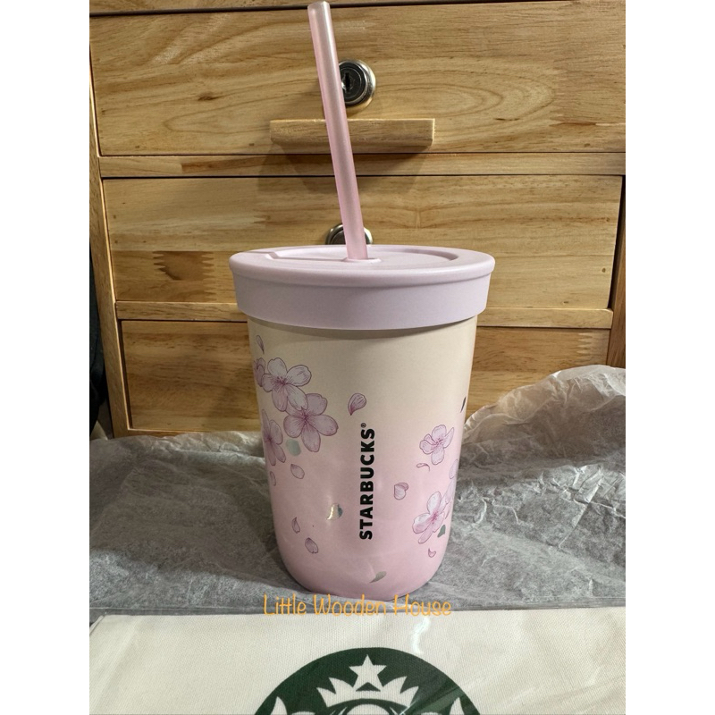 (กรุณาอ่านรายละเอียดก่อนสั่งซื้อ!!) Starbucks Stainless Steel Cherry Blossom Petals Cold Cup 12oz.