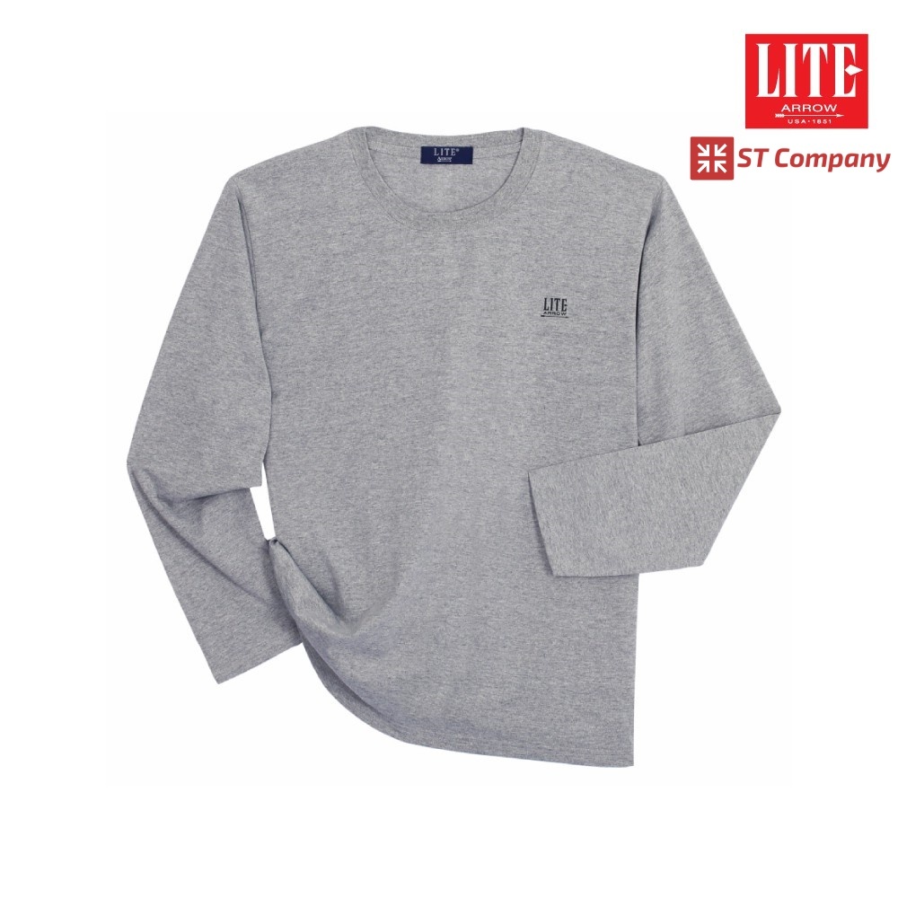ARROW LITE T SHIRT สีเทา Grey เสื้อยืด คอกลม แขนยาว ผ้าฝ้าย cotton นุ่มสบาย เย็น แห้งไว แอร์โรว ไลท์