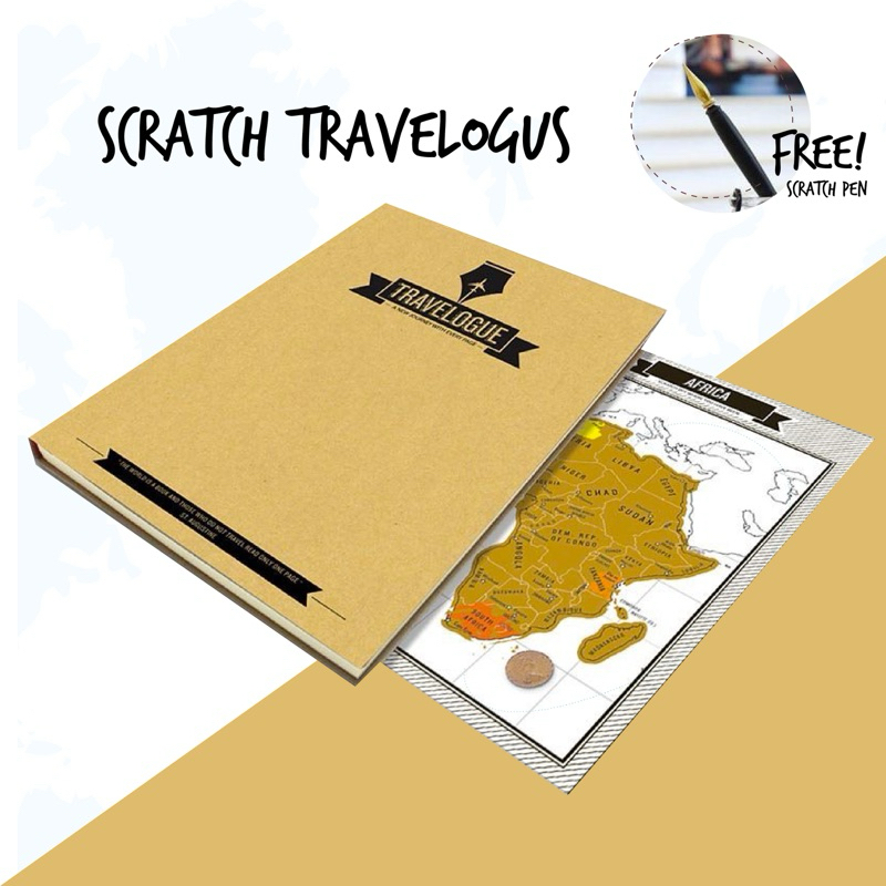 [ส่งฟรี] Scratch Map Travelogue Book สมุดแผนที่โลกขูด แถม! ปากกาขูด