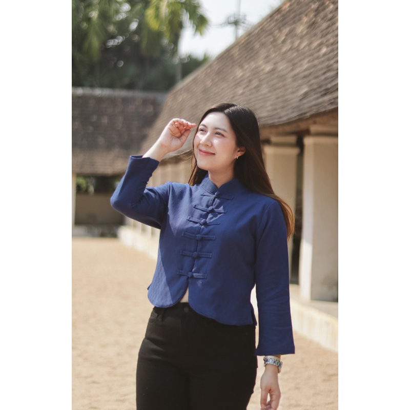 🪽เสื้อคอจีนแขนยาว🪽ผ้าเยื่อไผ่เนื้อนิ่มใส่สบาย ตัดเย็บดีทรงสวย ใส่แล้วดูเพรียว