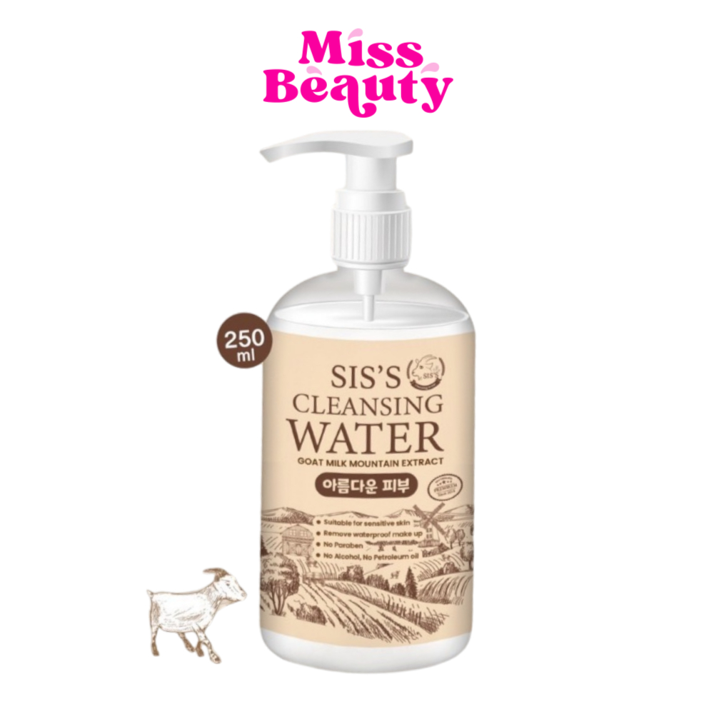 (ขวดปั๊ม) คลีนซิ่งนมแพะ SIS'S Cleansing Water Goat Milk 250ml.